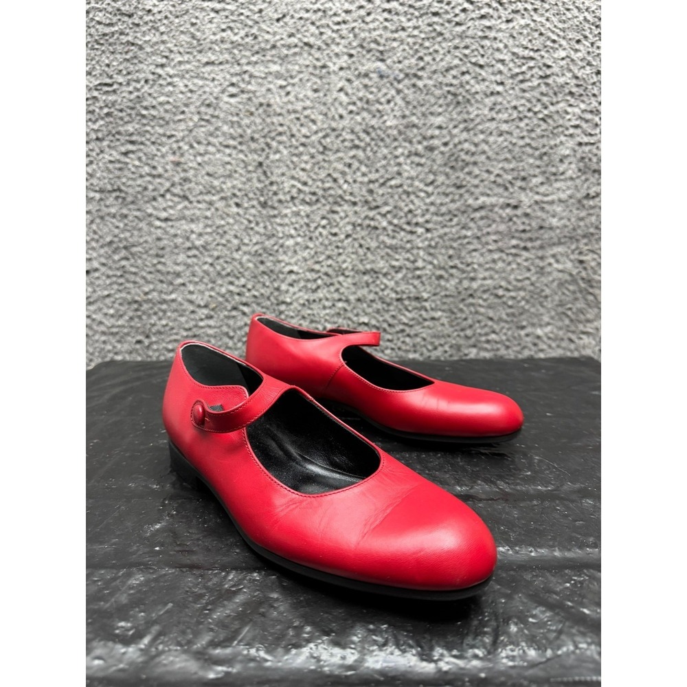 Comme Des Garcons Girl Leather Mary Jane Flats Red Womens Size 23.5 JP / 7 US